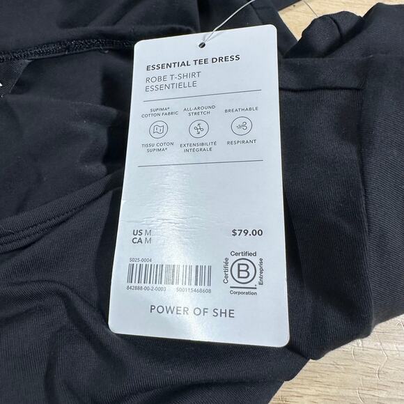 Athleta Women's Essential Tee Dress Black Size Medium New With Tags Condition - Picture 7 of 12